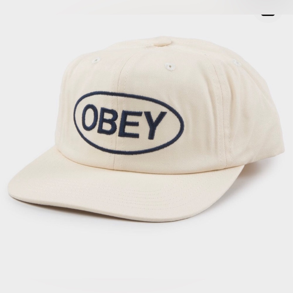 Obey Cream Cap with Oval Logo Strap Back New with Tags